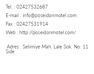 Poseidon Motel Side iletiim bilgileri